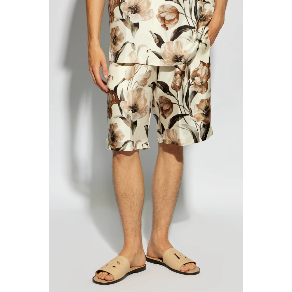 Dolce & Gabbana Zijden shorts Beige Heren