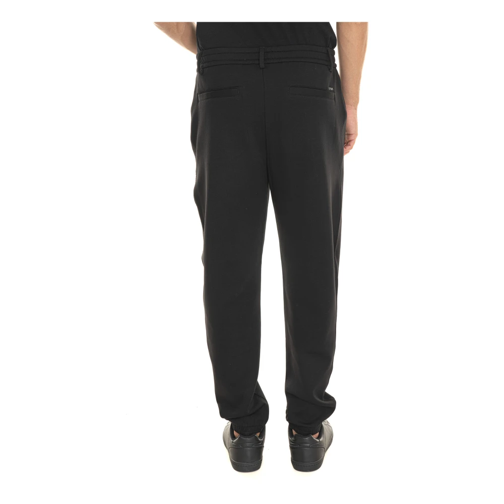 Emporio Armani Elastische taille katoenen broek met zakken Black Heren