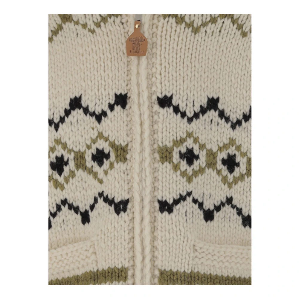Woolrich Geometrische Wollen Trui Hoge Kraag Knoopsluiting Multicolor Heren