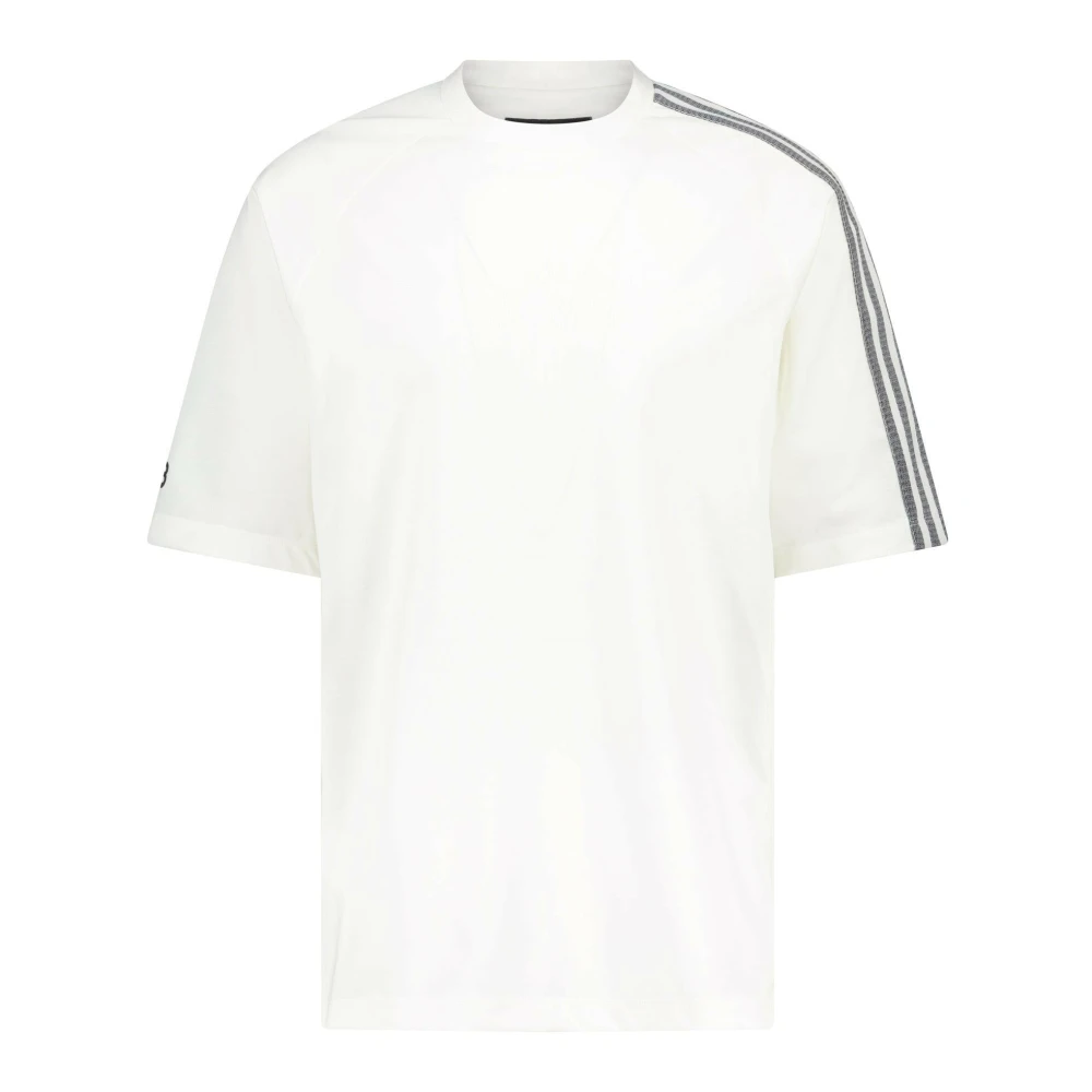 Y-3 Logo & Gestreept Casual T-shirt White Heren