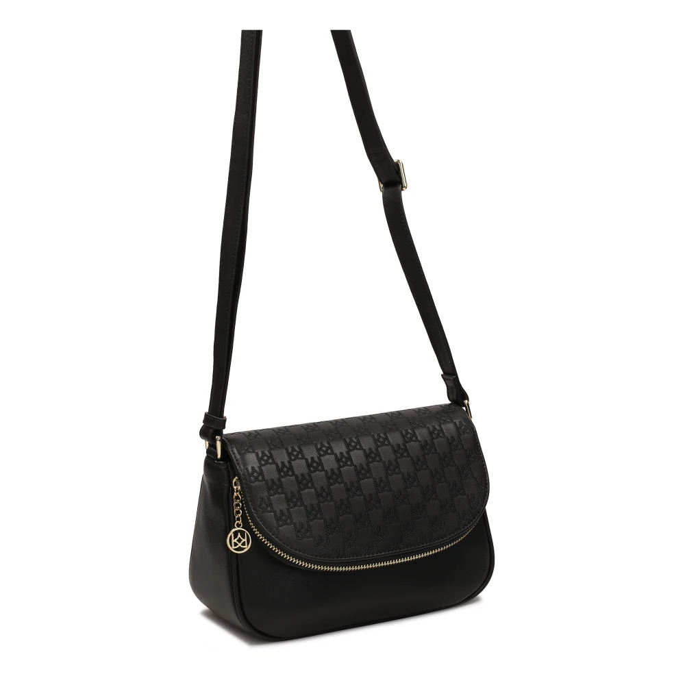 Kazar Zwarte schoudertas met gelabelde klep Black Dames