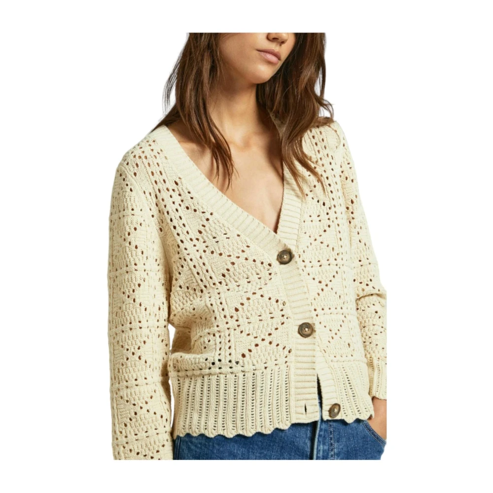 Pepe Jeans Elegante Cardigan met knoopsluiting Beige Dames