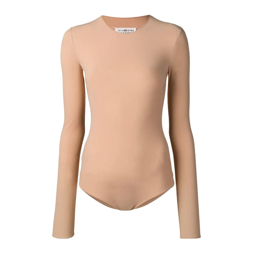 Maison Margiela Lange mouw bodysuit huidskleur Beige Dames