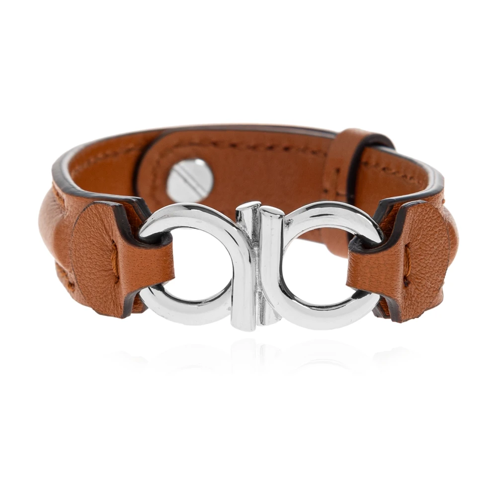 Ferragamo Uomo Marrone Double Gancini Bracelet