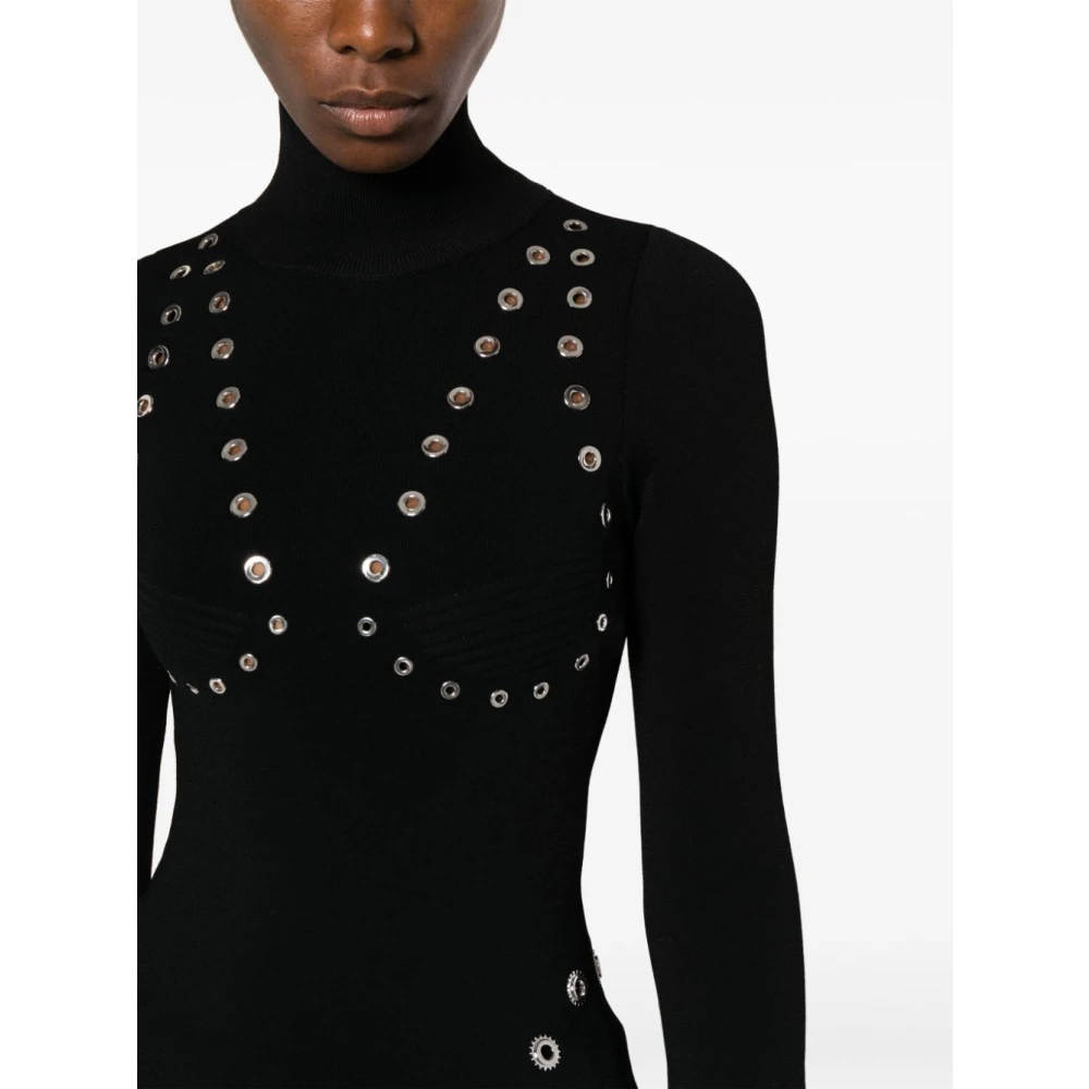 Off White Zwarte hoge hals viscose trui Black Dames