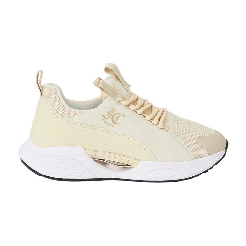Just Cavalli Gouden detail logo sneakers Dames Schoenen Geel