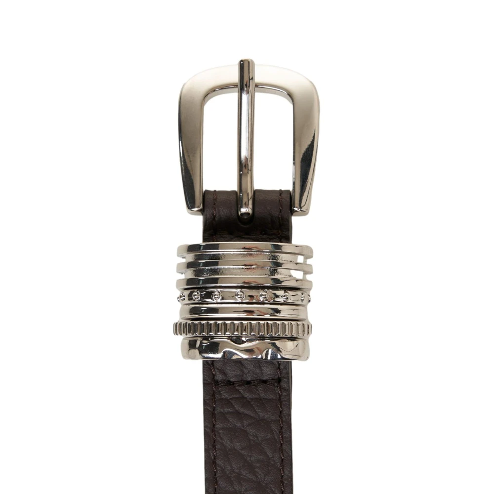 Orciani Bruine Leren Riem Elegante Zilveren Accenten Brown Dames