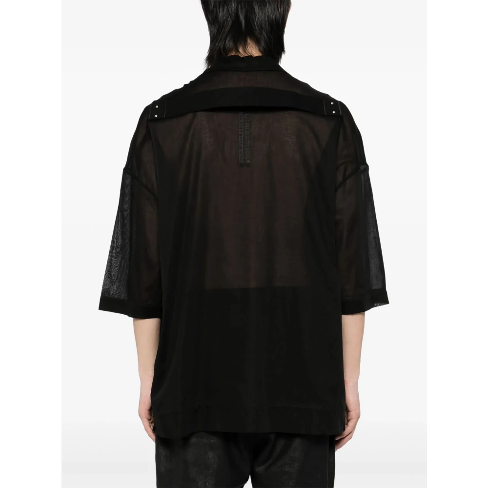 Rick Owens Zwarte Magnum Tommy Shirt Halftransparant Ontwerp Black Heren