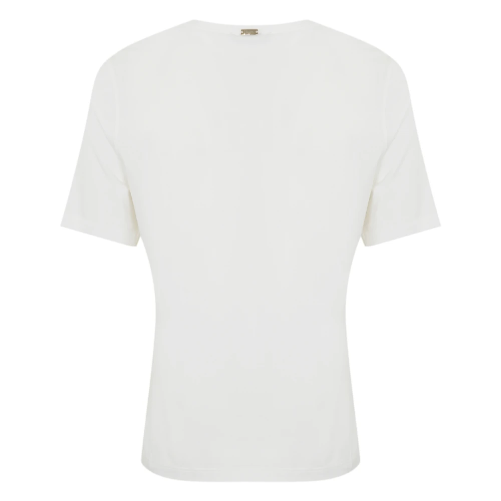 Herno Witte katoenen T-shirt met zijden sjaal White Dames