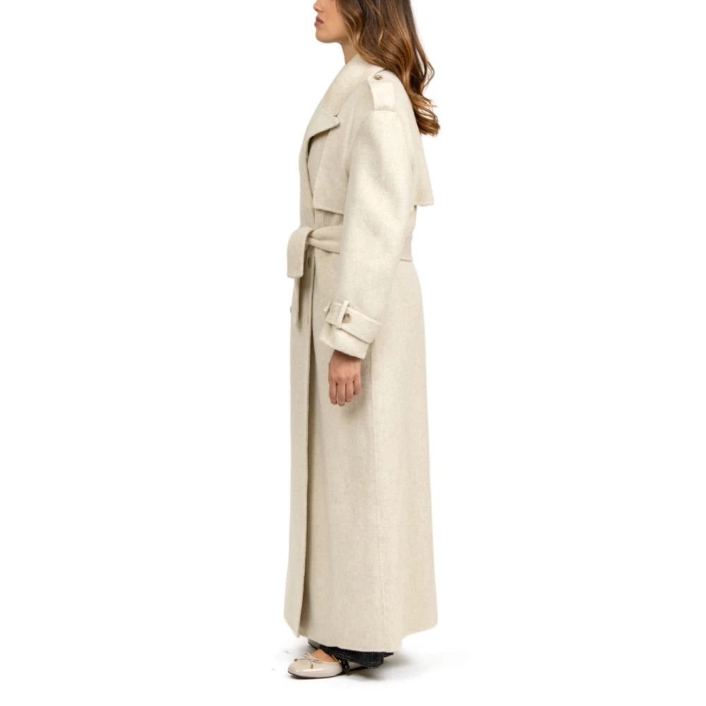 Giuseppe Di Morabito Beige Wollen Trenchcoat Beige Dames