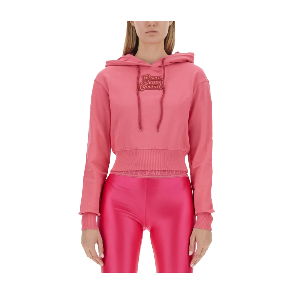 Versace Jeans Couture Korte Katoenen Sweatshirt Pink Dames