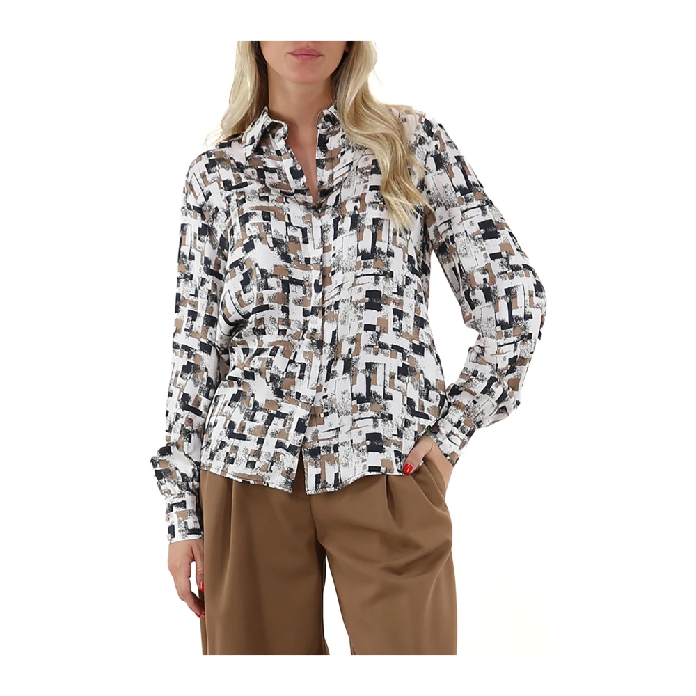 Liu Jo Gedrukte viscose overhemd met klassieke kraag Multicolor Dames