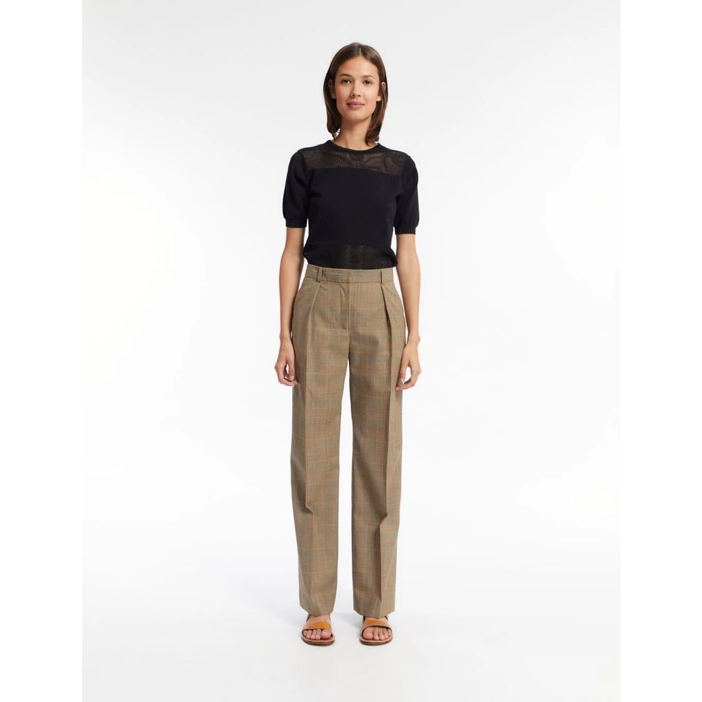 Ines De La Fressange Paris Hector Prince of Wales Trousers Beige Dames