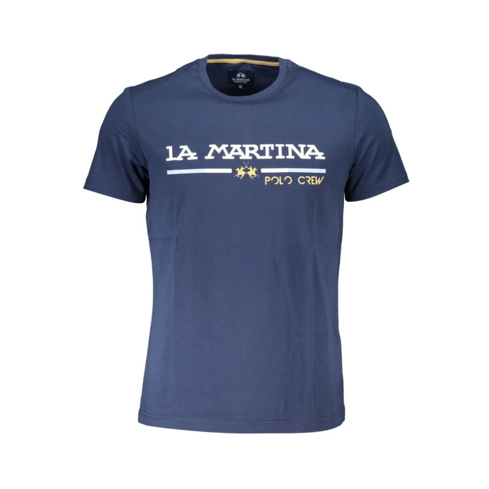 LA MARTINA Blauw Katoenen T-Shirt Korte Mouwen Regular Fit Blue Heren