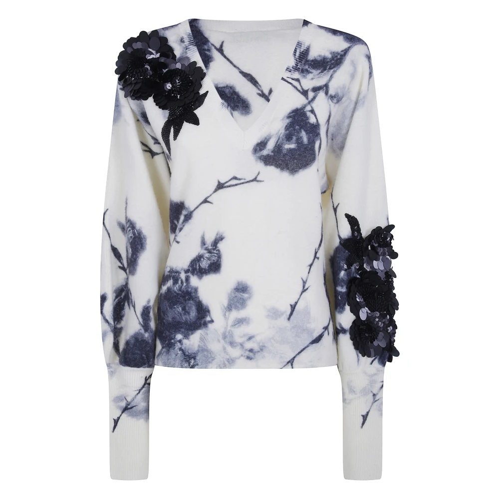 Blumarine Donna Multicolor - Maglia In Lana E Cashmere Con Stampa Floreale 3D - Knitwear - E - S - Immagine 3