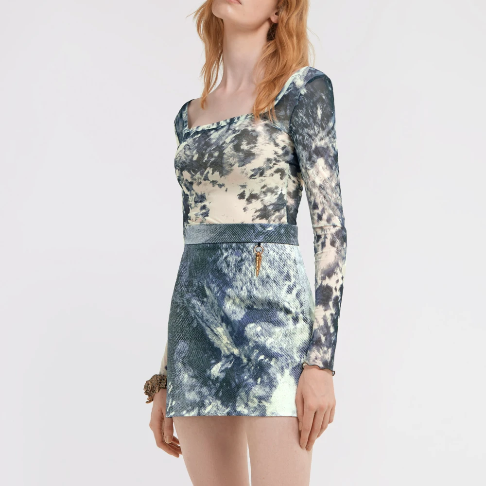 Roberto Cavalli Appaloosa Print Mesh Top Multicolor Dames