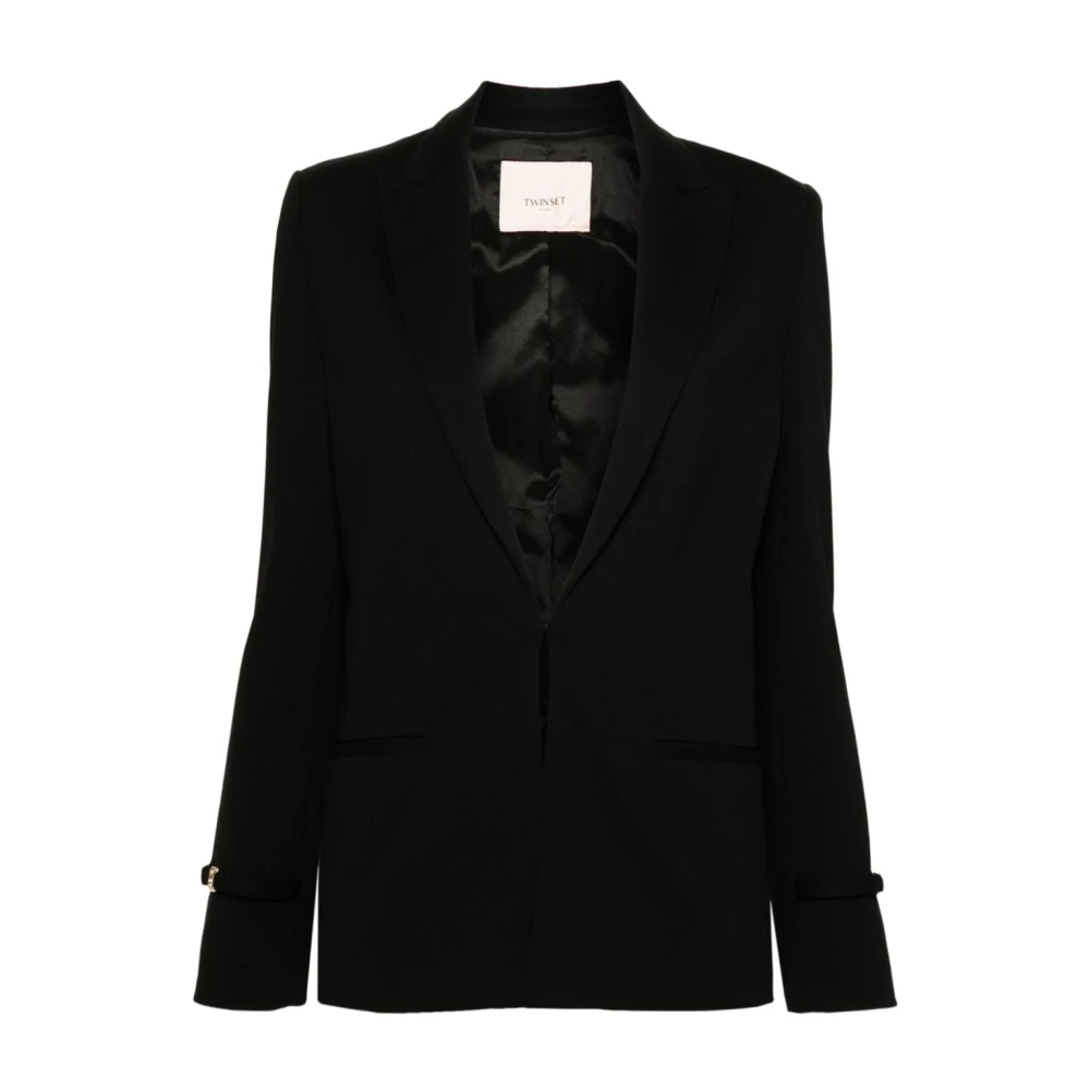Twinset Zwarte blazerjas met metalen T-detail Black Dames