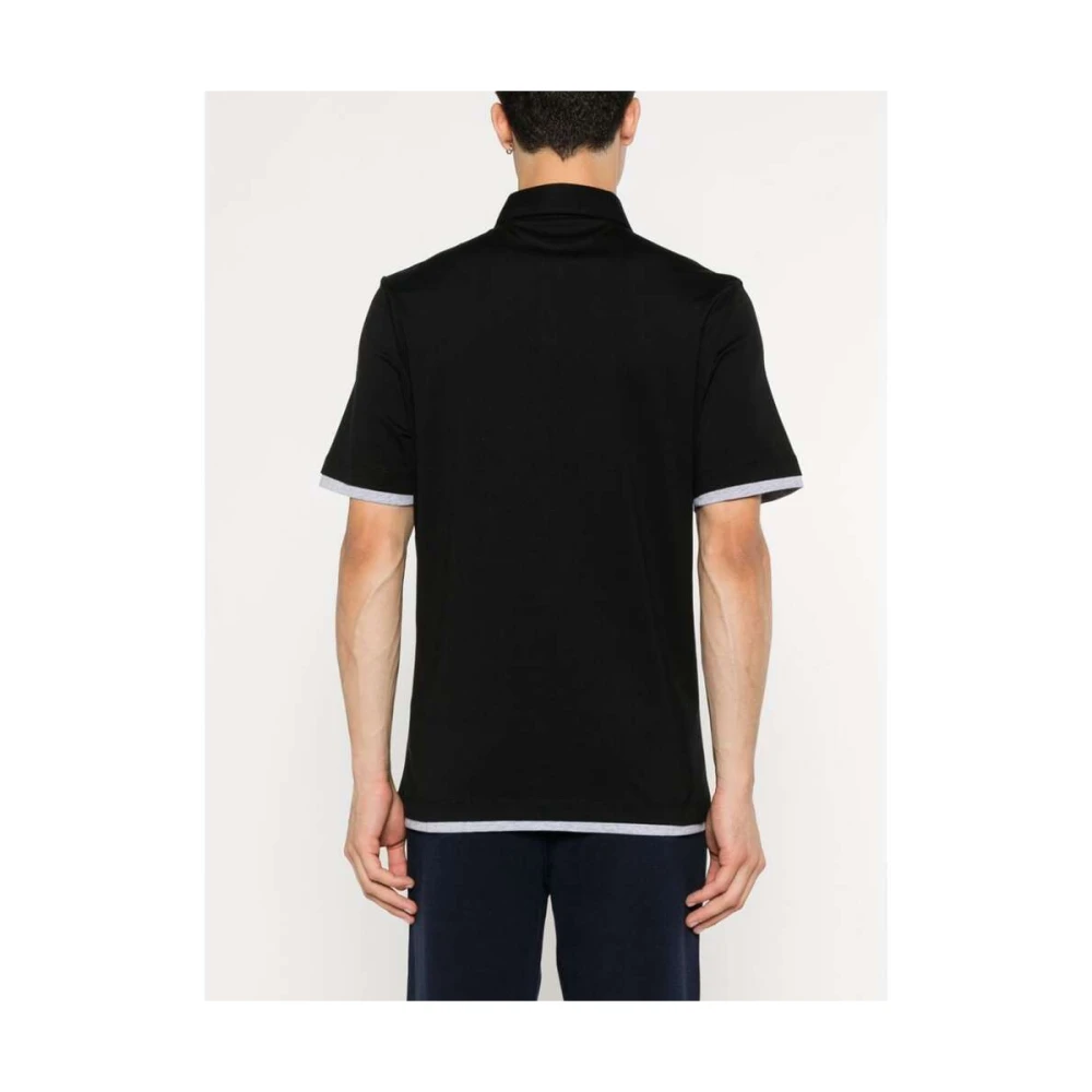 BRUNELLO CUCINELLI Zwarte Katoenen Polokraag Trui Black Heren
