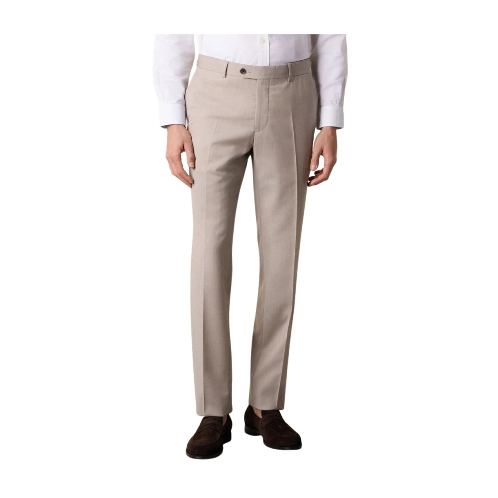 Brooks Brothers Beige Twill Virgin Wool Trousers - Male - Suit Trousers - W32 - Trousers