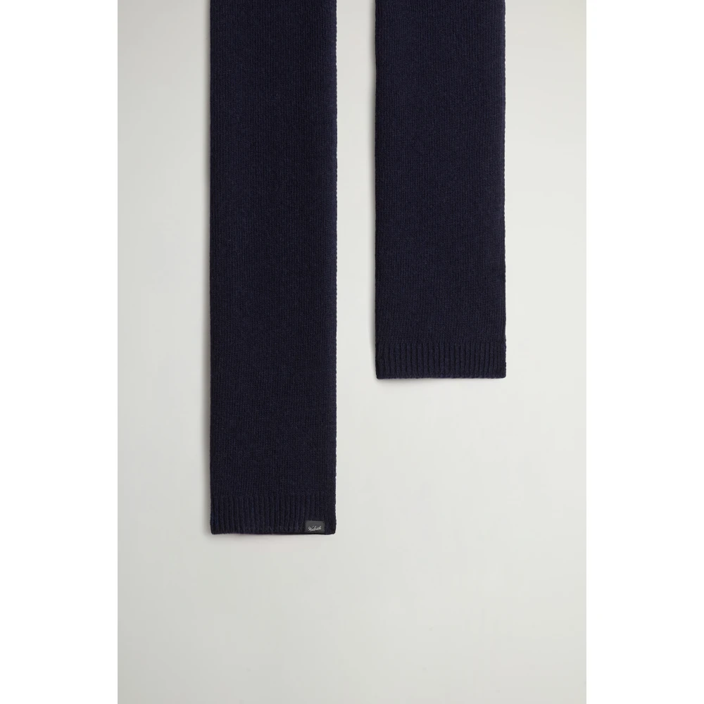 Woolrich Merino Wol Geribbelde Sjaal Blue Heren