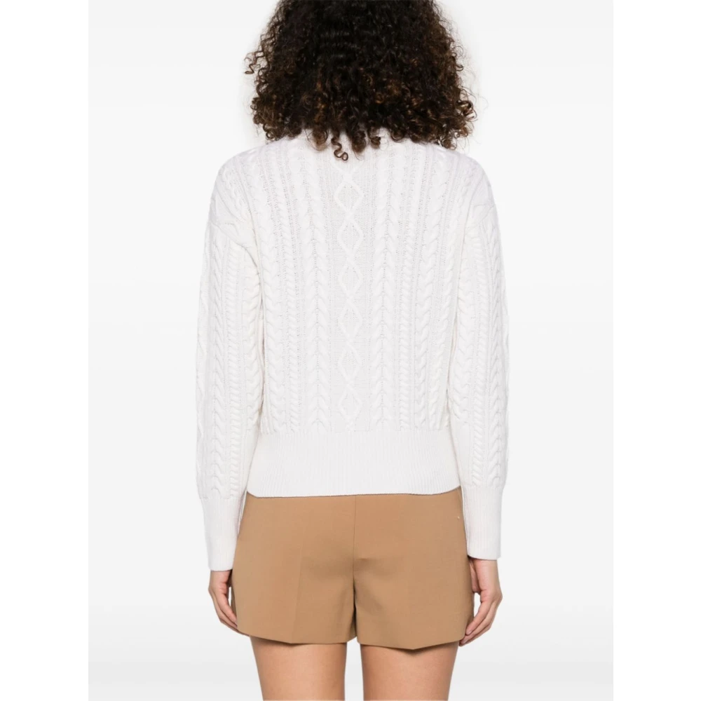 Max Mara Witte Intarsia-Gebreide Logotrui White Dames