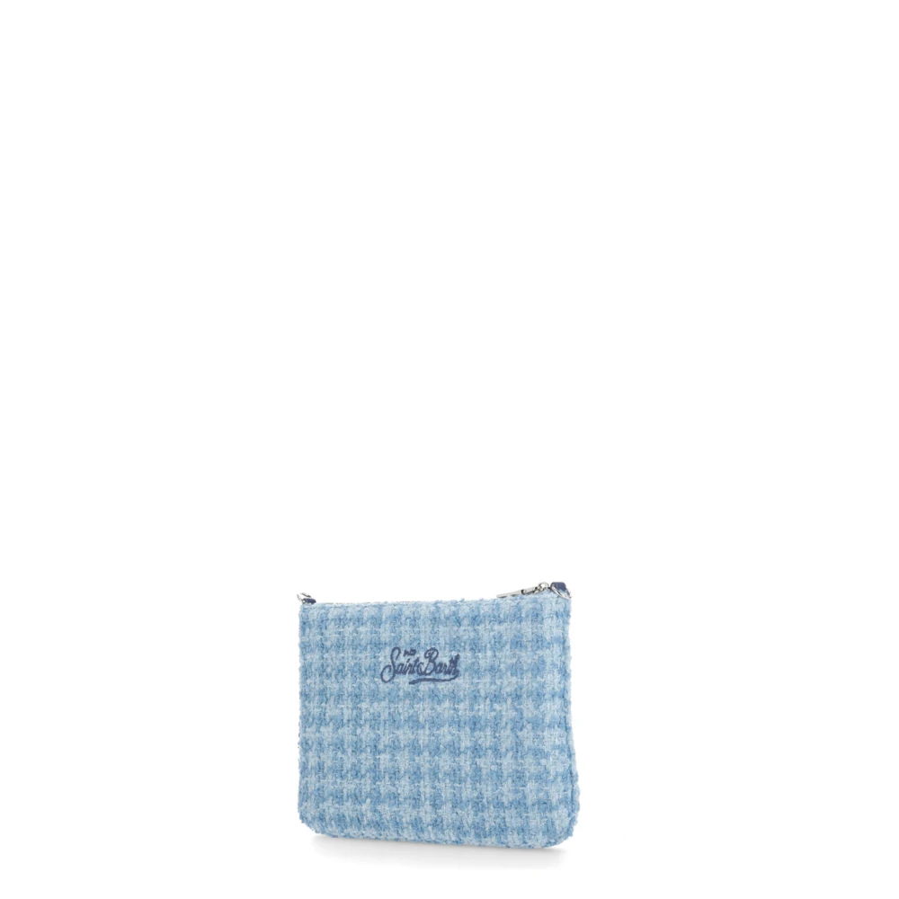 Saint Barth Tweed Clutch Tas Lichtblauw Blue Dames