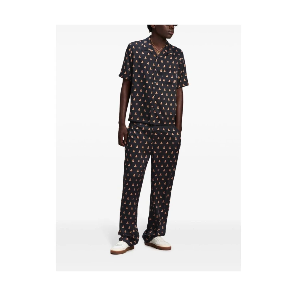 Palm Angels Monogram Patroon Elastische Taille Broek Black Heren
