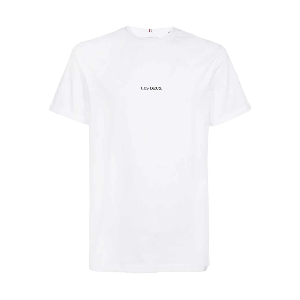 Les Deux Katoenen Crew-Neck T-Shirt met Logo Print White Heren
