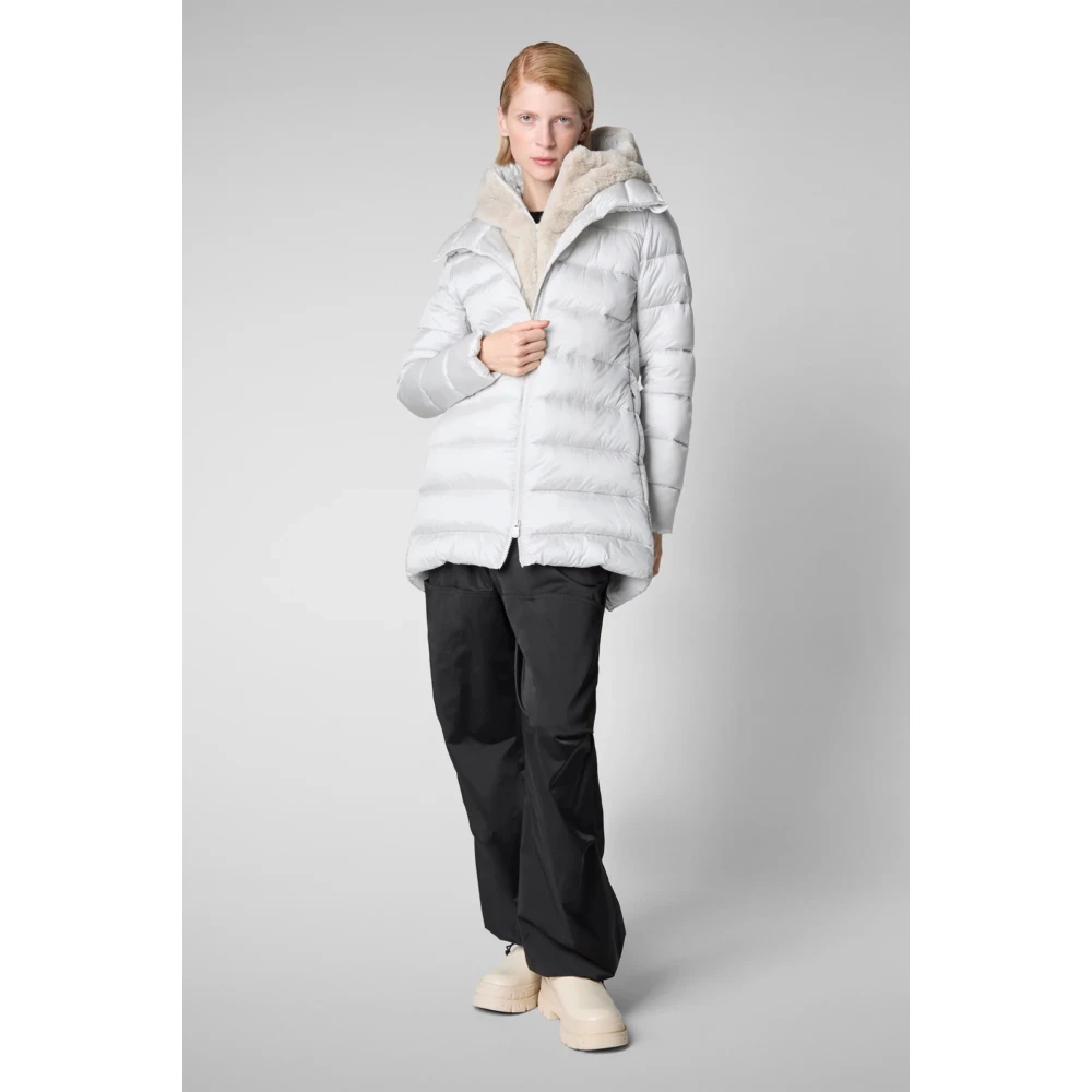 Save The Duck Matilda A-lijn Donsjas met Nepbont White Dames