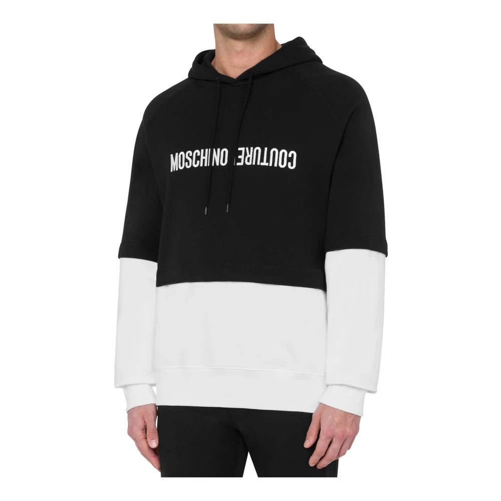 Moschino Katoenen Hoodie met Logodetail Black Heren