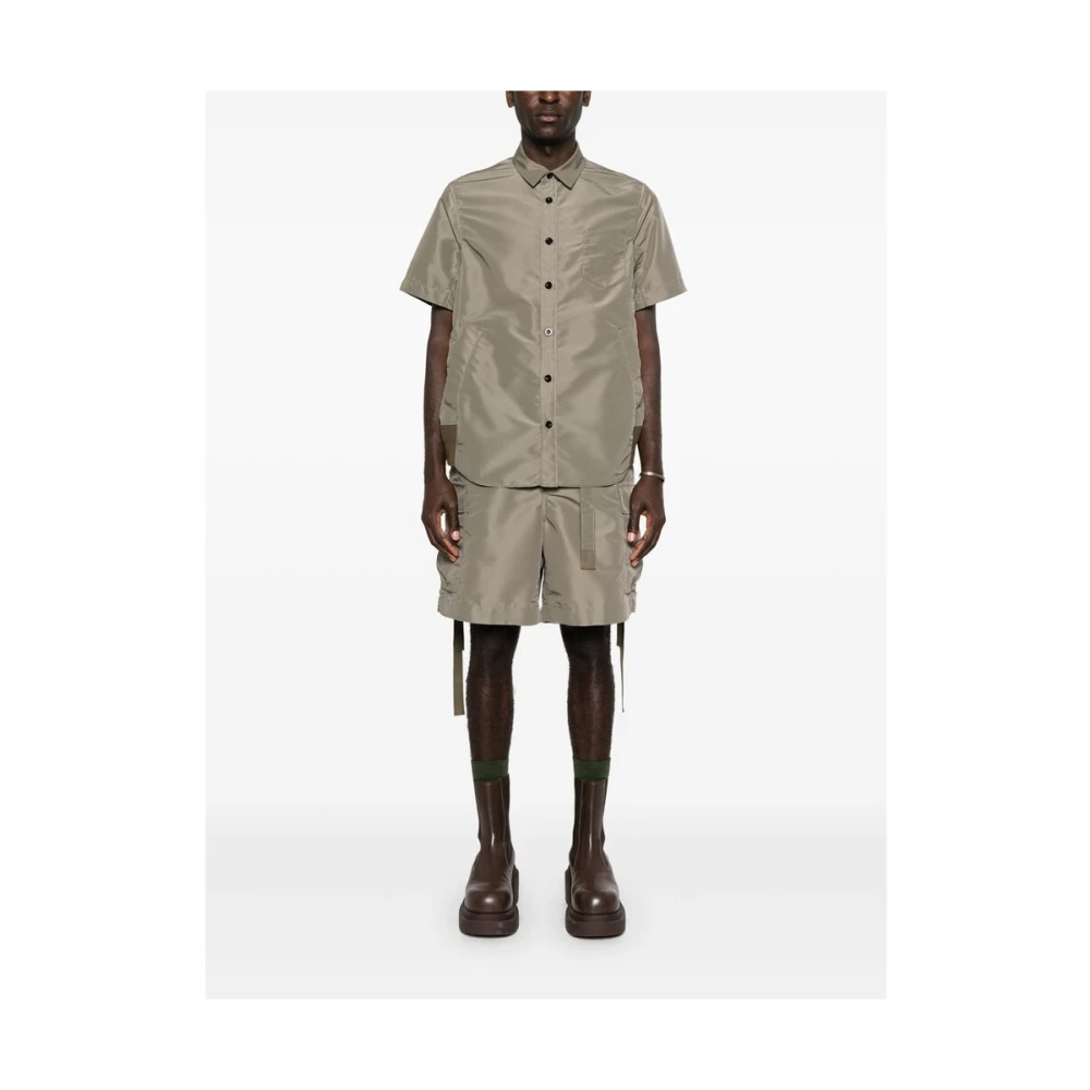Sacai Groene Knoopshirt met Zakken Green Heren