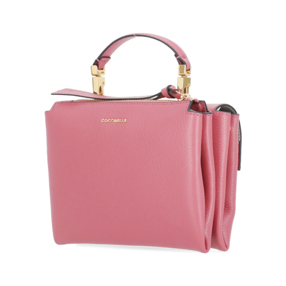 Coccinelle Roze Pebble Leren Handtas Pink Dames