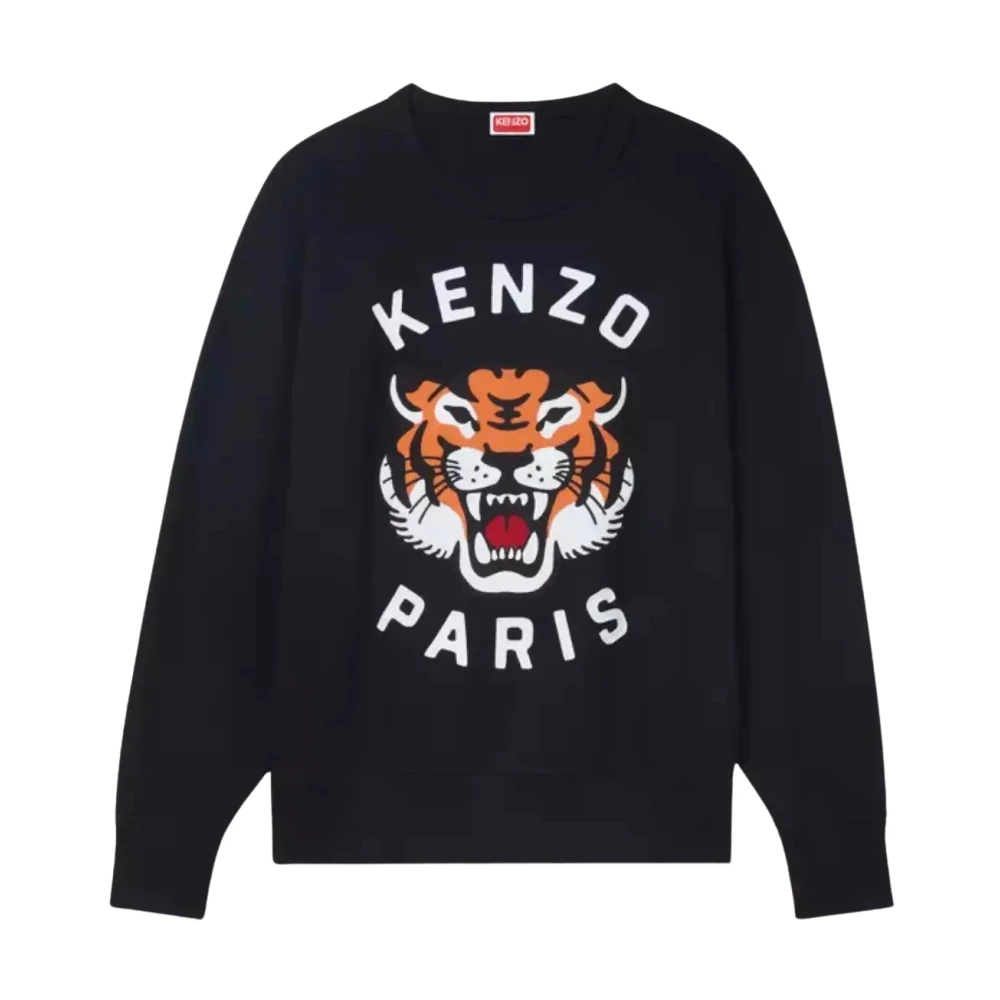 Kenzo Svart Lucky Tiger Print Sweatshirt Black, Dam