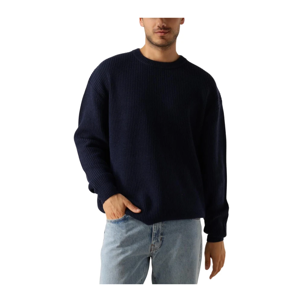 Woodbird Navy Gebreide Trui voor Mannen Blue Heren