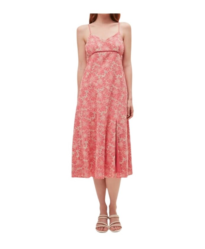robe-midi-dos-nu-brode-corail-et-blanc