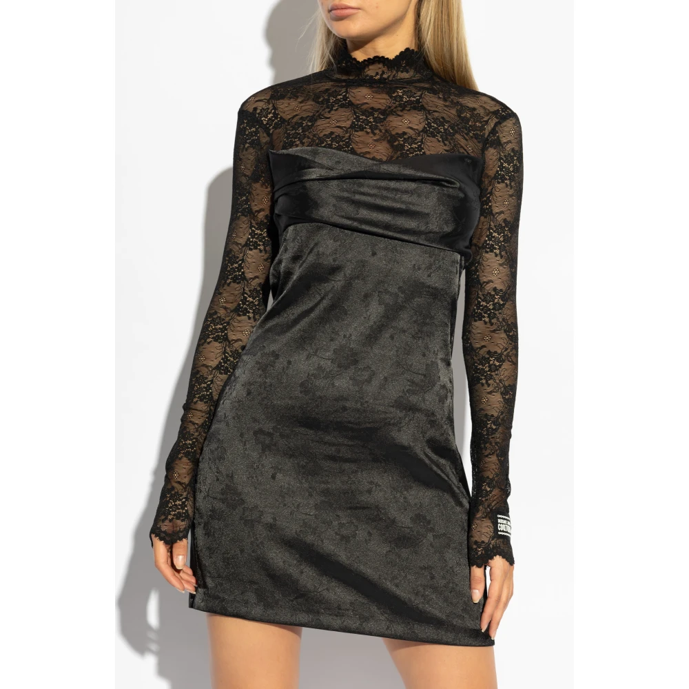 Versace Jeans Couture Gemengde Stof Jurk Black Dames