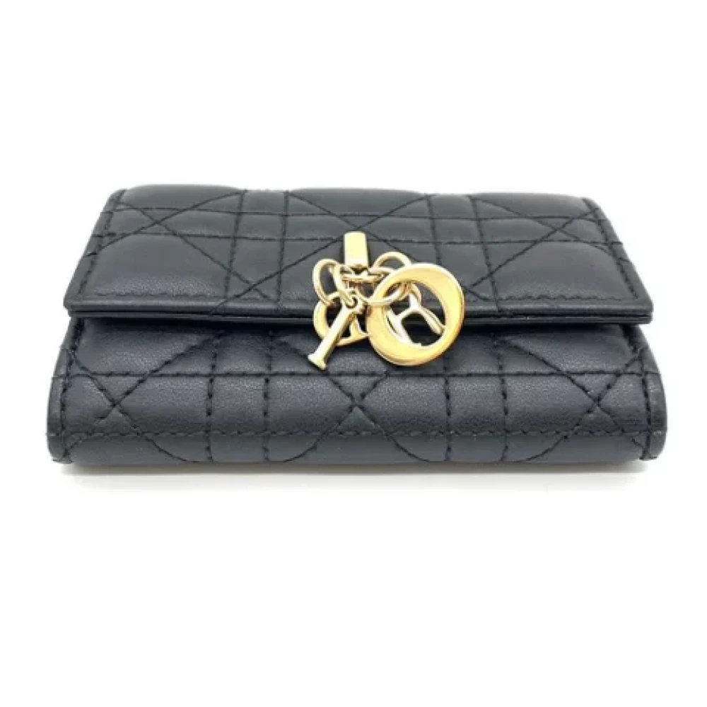 Dior Vintage Pre-owned Leather wallets Black Dames