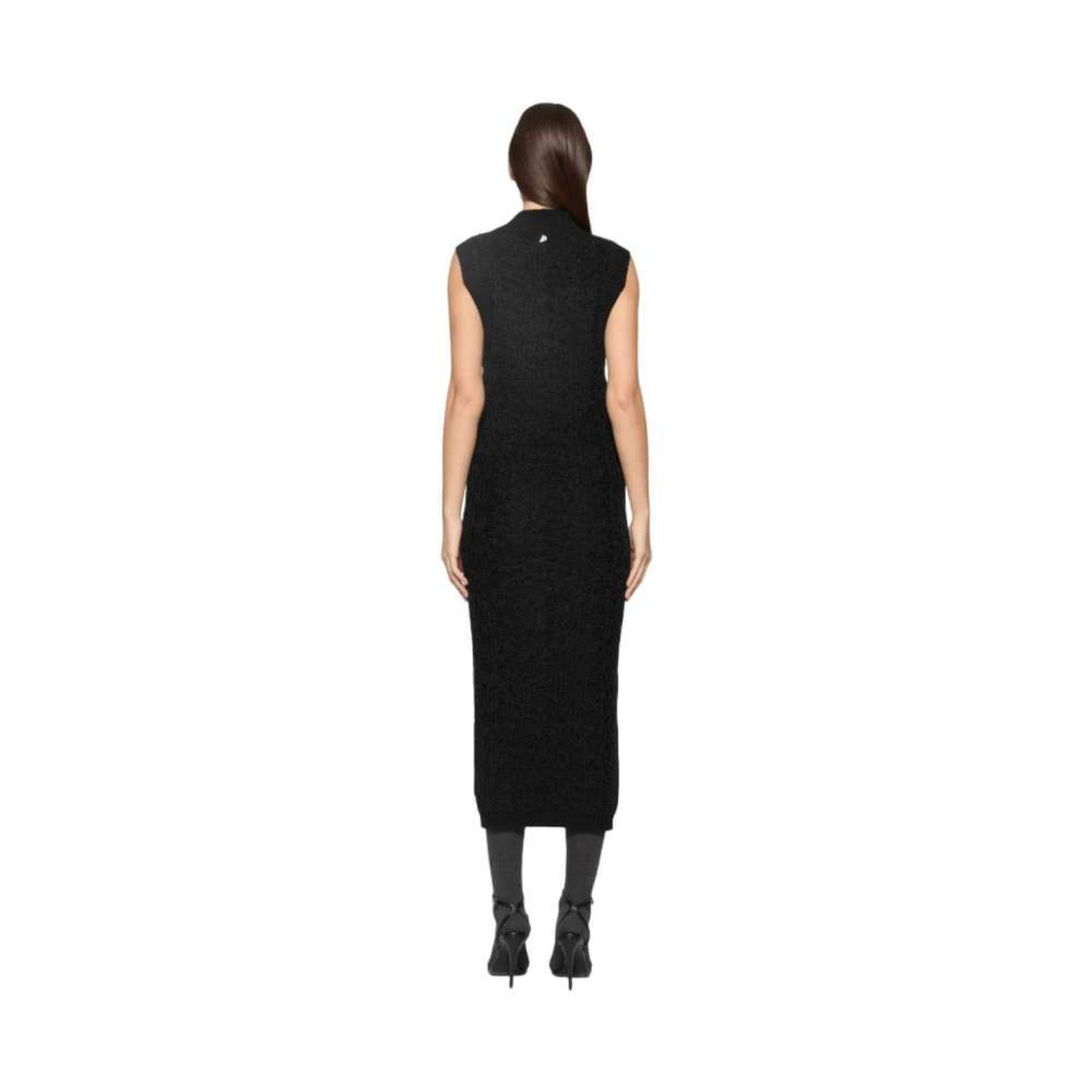 Dondup Zwarte Mouwloze Slim Fit Jurk Black Dames