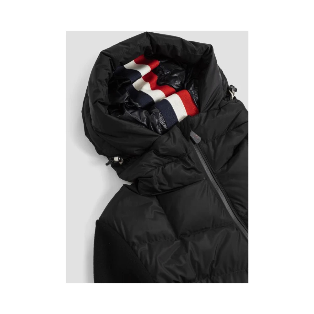 Moncler Zwarte cardigan met rits en capuchon Black Heren
