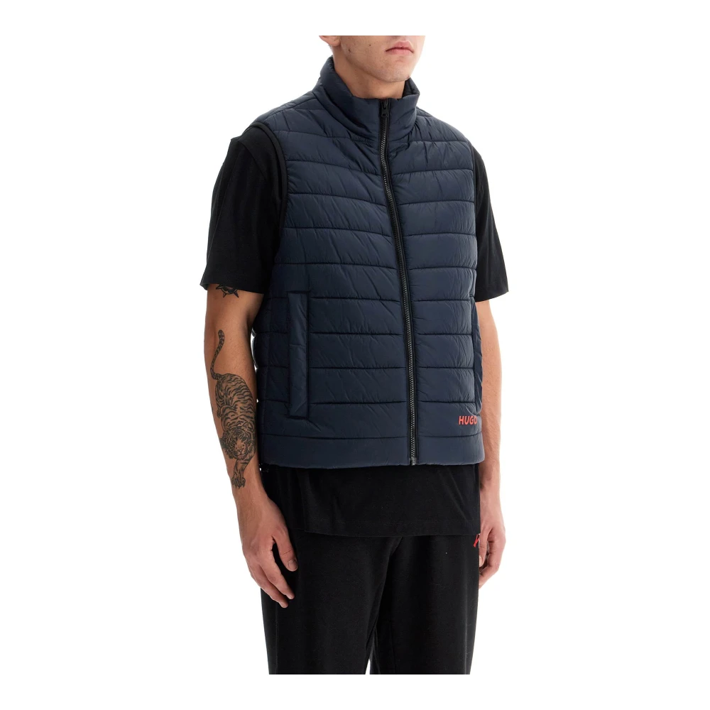 Hugo Boss Gewatteerde waterafstotende vest met ritssluiting Blue Heren