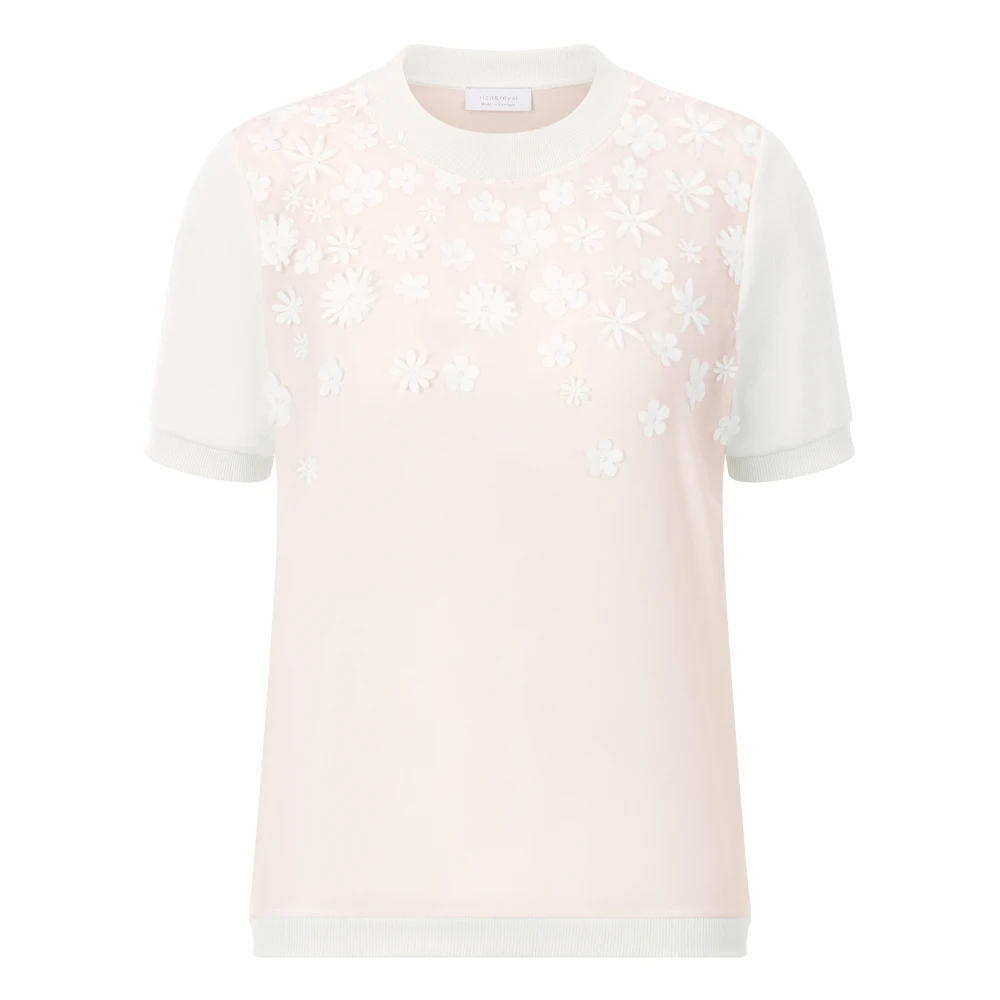 Rich & Royal Bloemen Gebreid T-Shirt Pink Dames