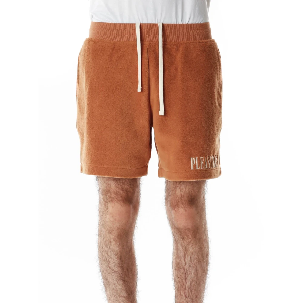 Pleasures Fleece Shorts met elastische tailleband Brown Heren
