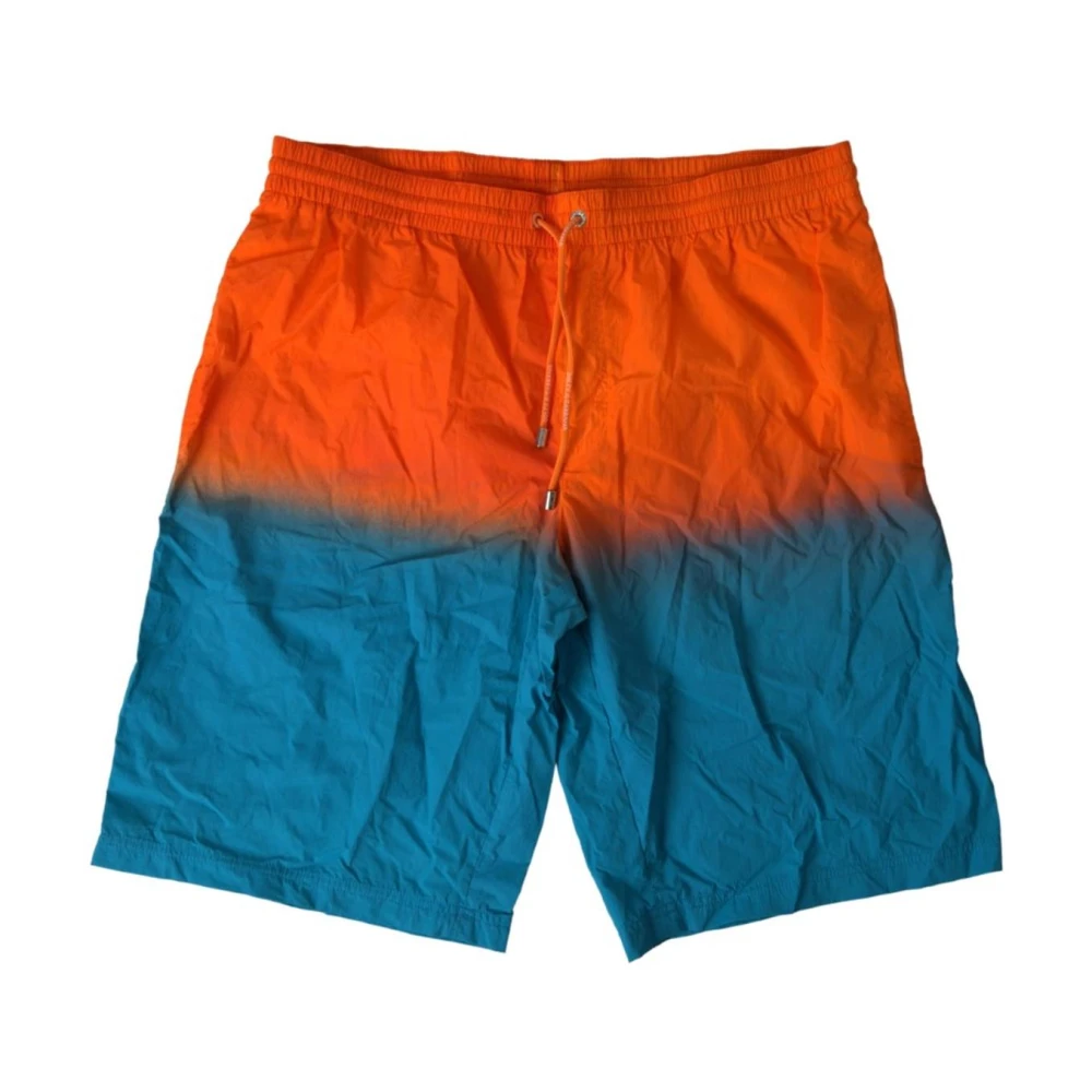 Dolce & Gabbana Orange Beachwear, Male, Xl, Gradient Beachwear Swimwear Shorts