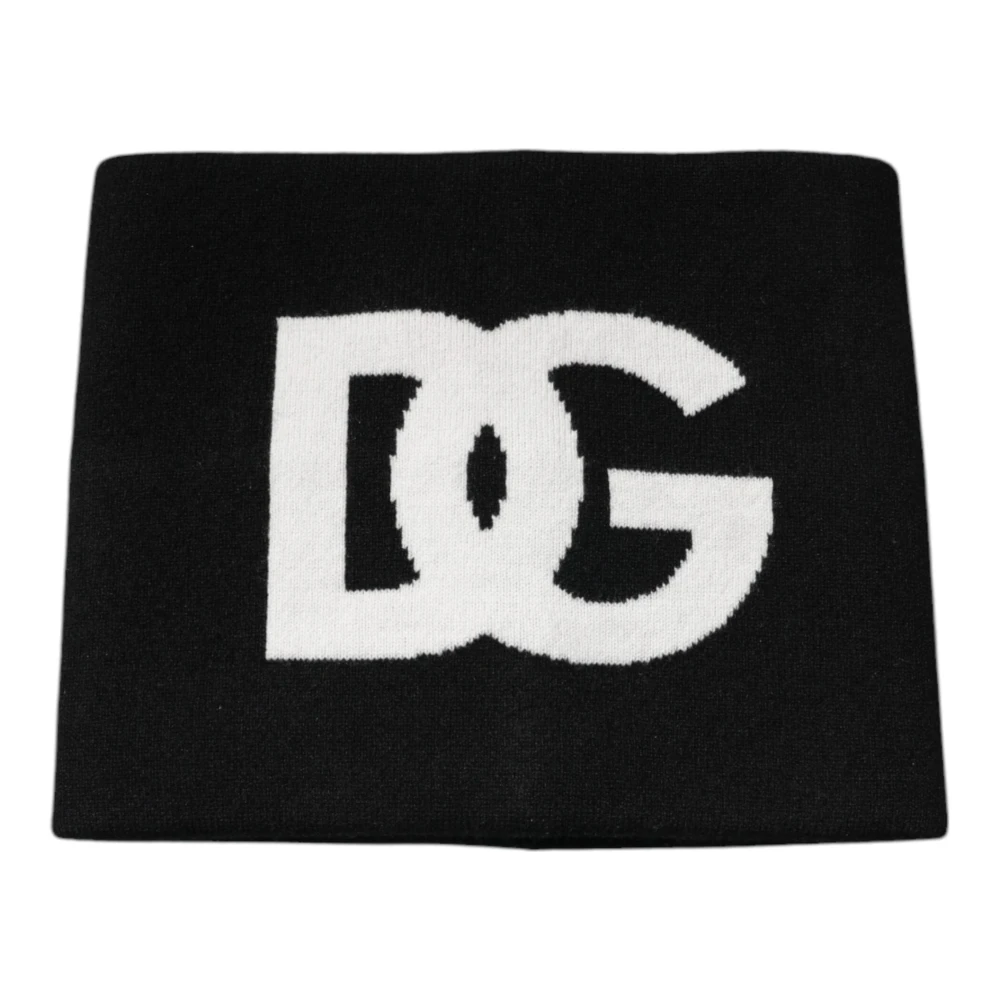 Dolce & Gabbana Vrouw Zwart Accessoires Dames, One Size, Cashmere Logo Handkerchief Sjaal