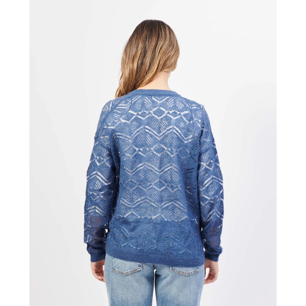 Gerry Weber Blauwe Geborduurde Cardigan Sweater Blue Dames