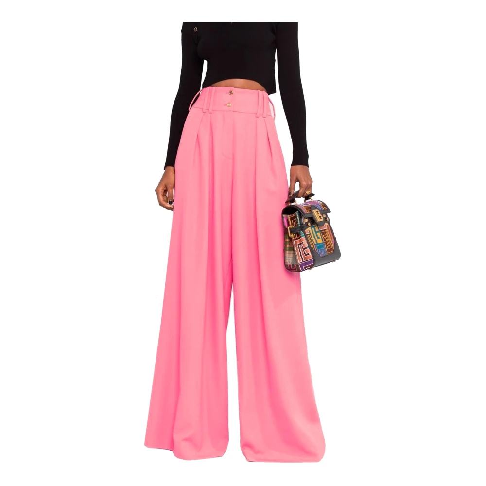 Balmain Wijde Pijpen Broek Pink Dames
