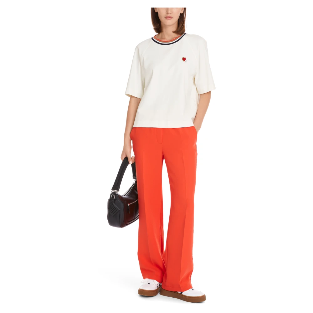 Marc Cain Gestreept Cropped T-shirt White Dames
