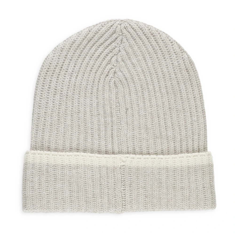 BRUNELLO CUCINELLI Ivoor Cashmere Beanie Muts met Messing Details Beige Dames