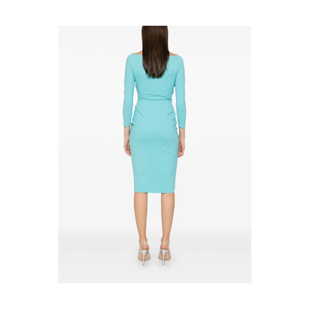 Chiara Boni Turquoise Gedrapeerd Kruisnek Jurk Blue Dames
