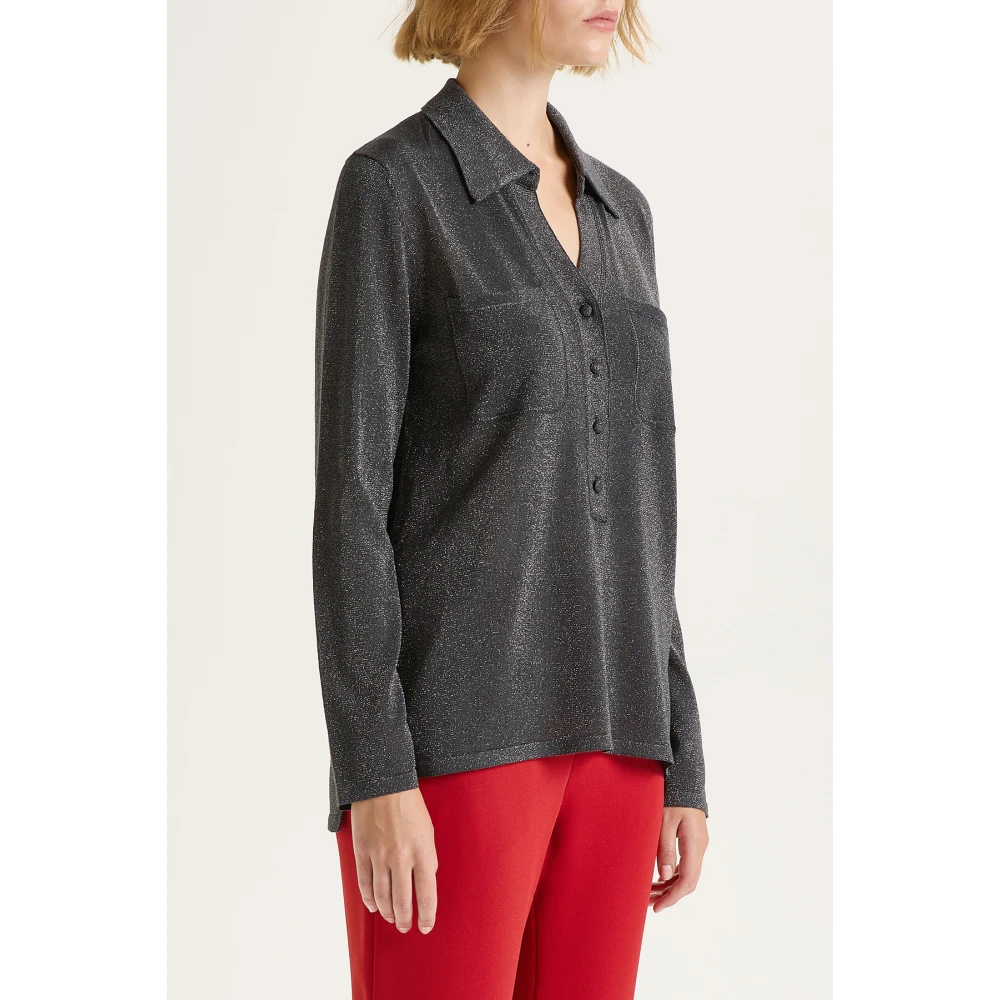 Maliparmi Glanzende Fluid Lurex Trui Gray Dames